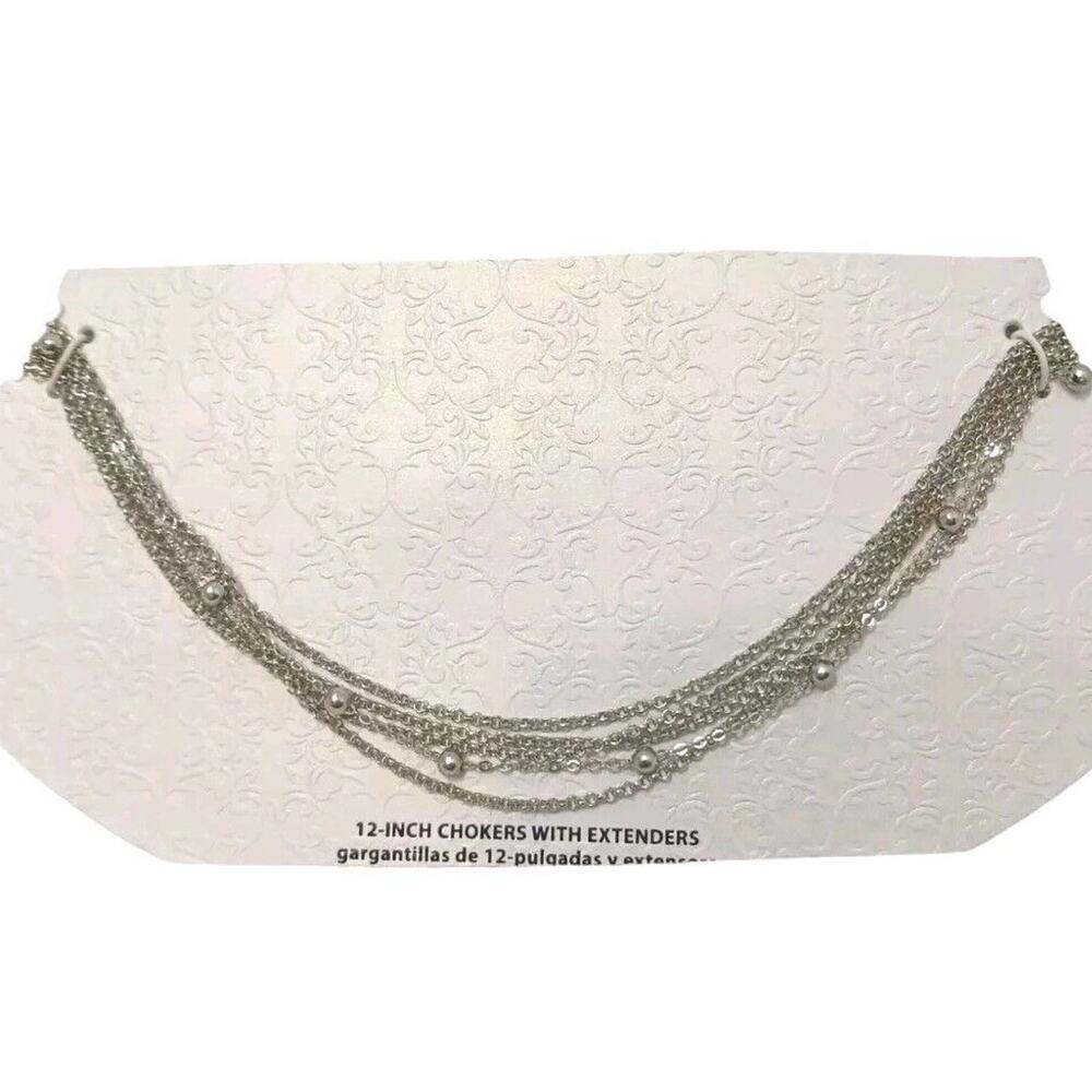 Multi Strand Dainty Layered Silver Balls Necklace Modern Chic Glam Work Party